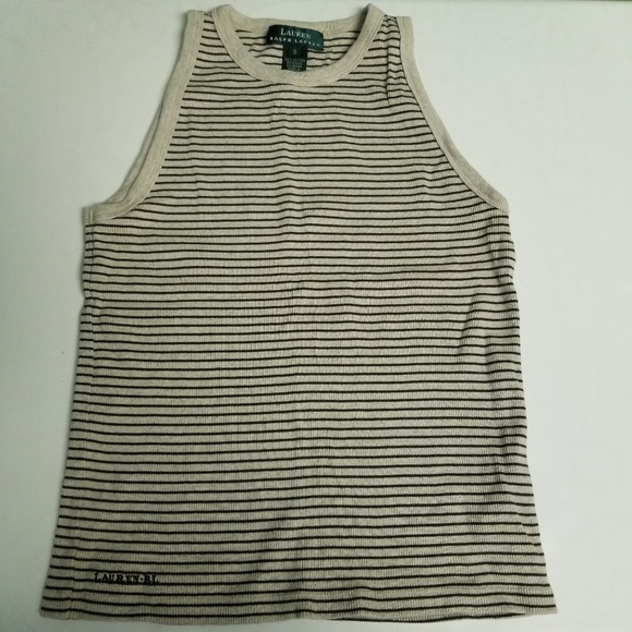 Lauren Ralph Lauren Black & Tan Knit Tank P12 - Picture 1 of 7